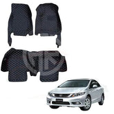 Honda Civic Rebirth 7D Floor Mats (2012-15) Premium Black Luxury Mats